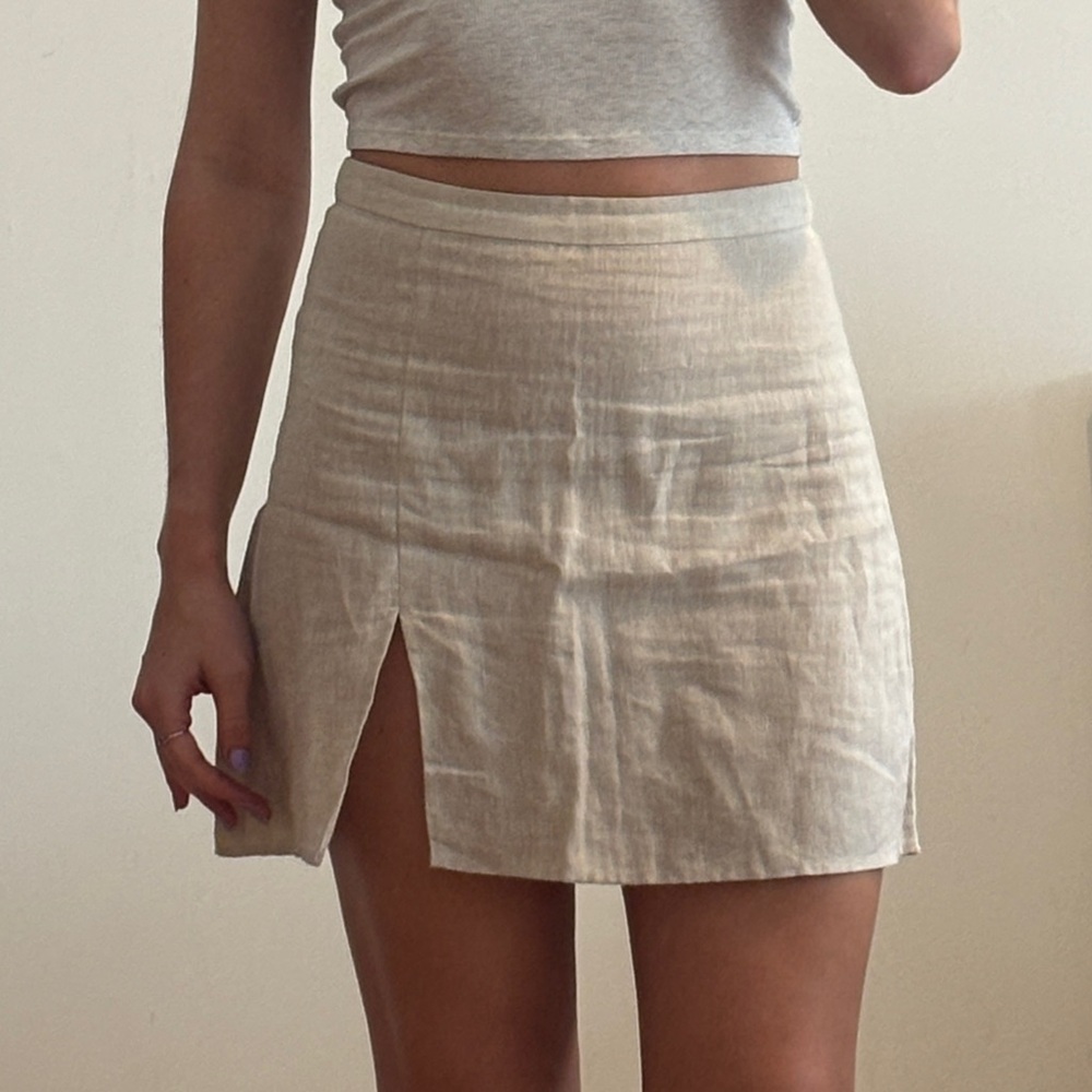 Reformation Beige Mini Skirt